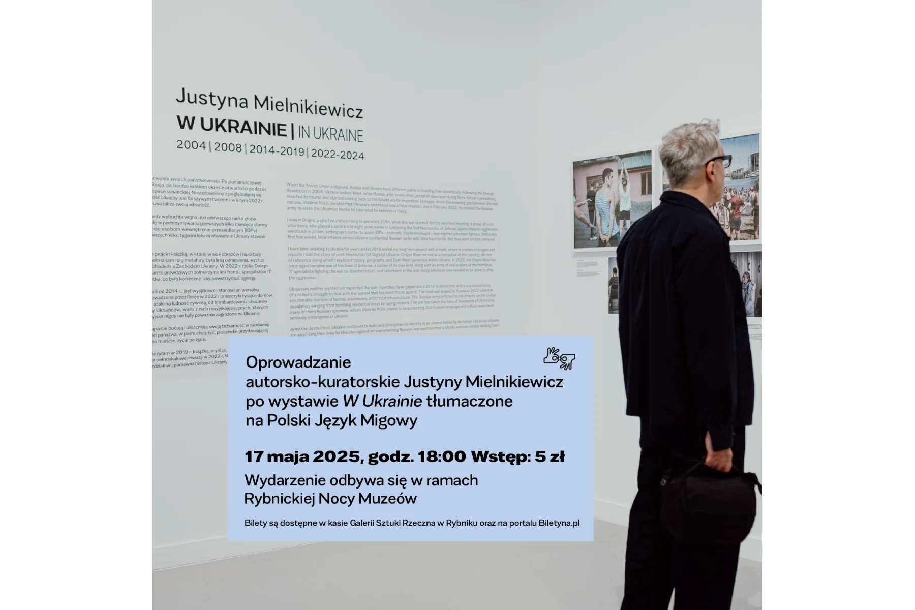 Infografika, na której znajdują się informacje odnośnie oprowadzania po wystawie „W Ukrainie”