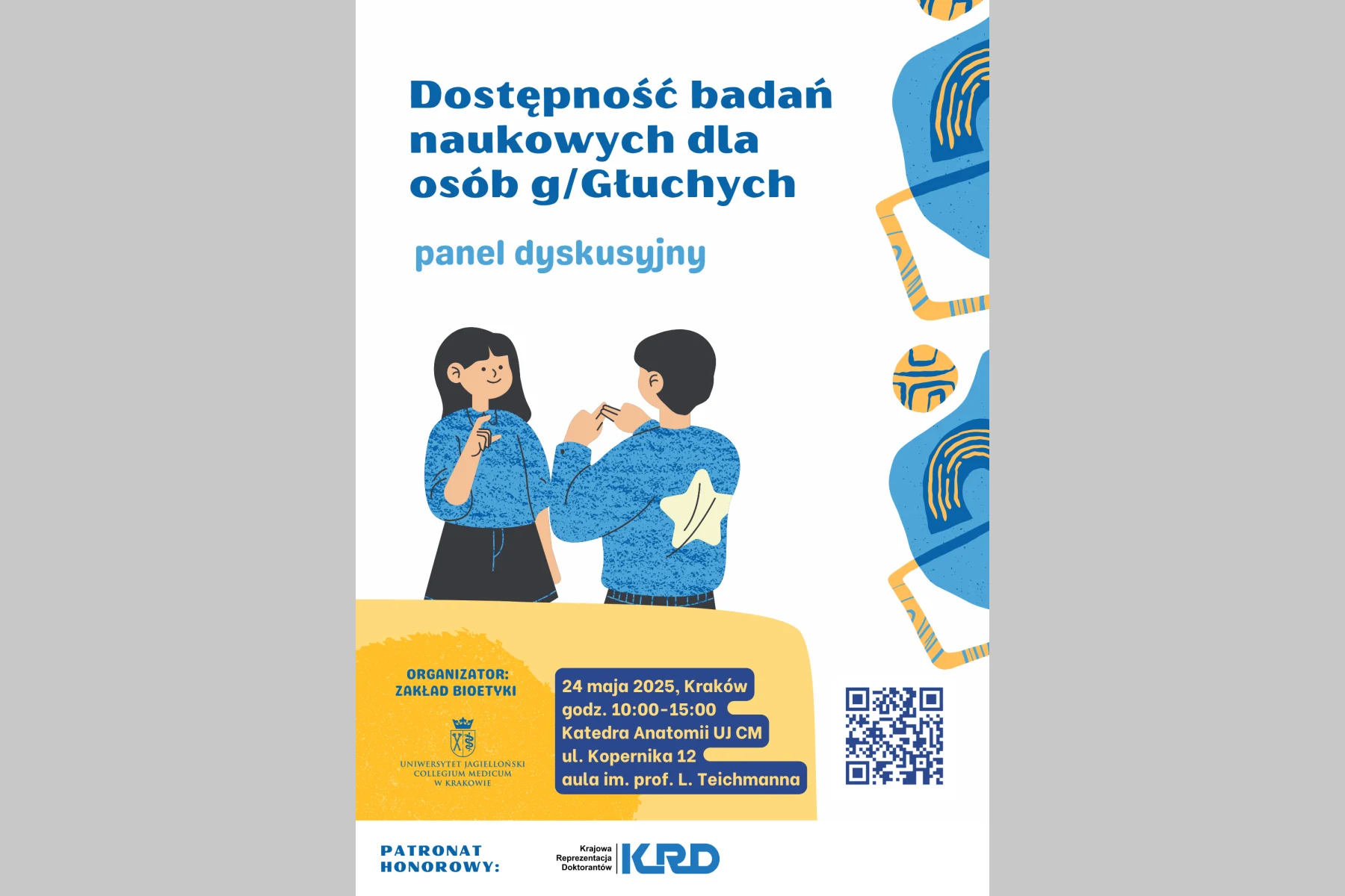 Plakat promujący przedstawiający dwie osoby migające.