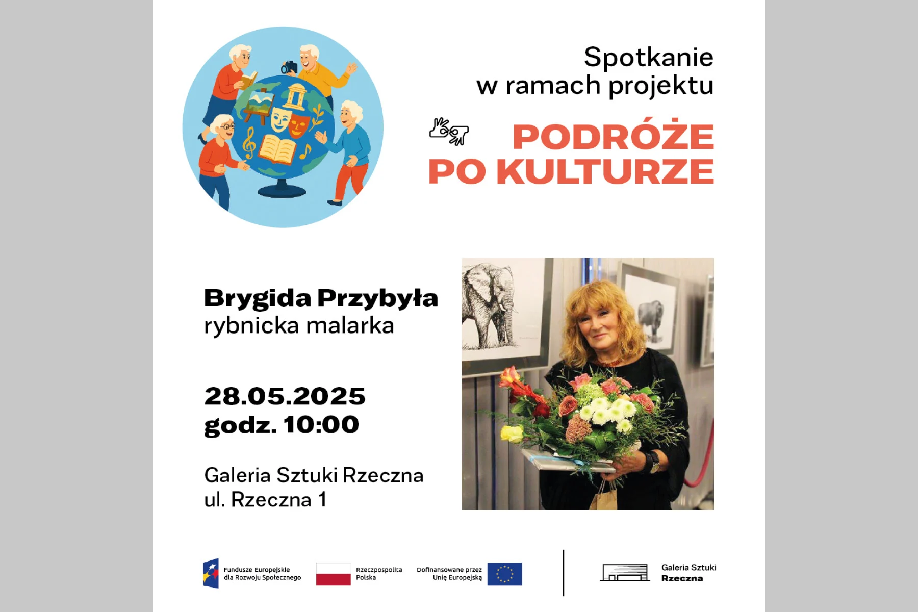 Grafika informująca o nadchodzącym wydarzeniu z cyklu "Podróże po kulturze"