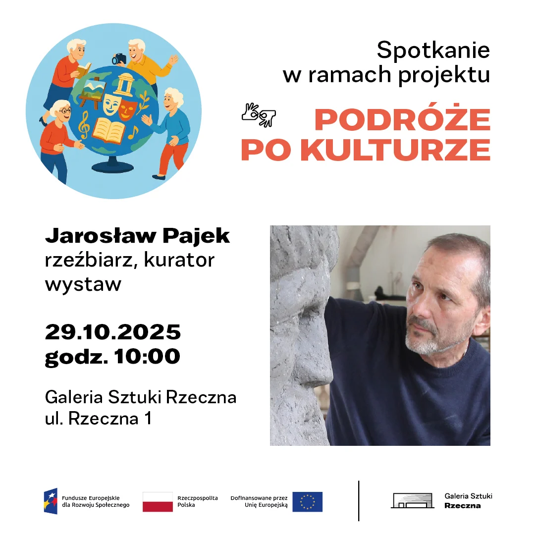 Plakat promujący spotkanie z cyklu Podróże po kulturze z drem Jarosławem Pajkiem