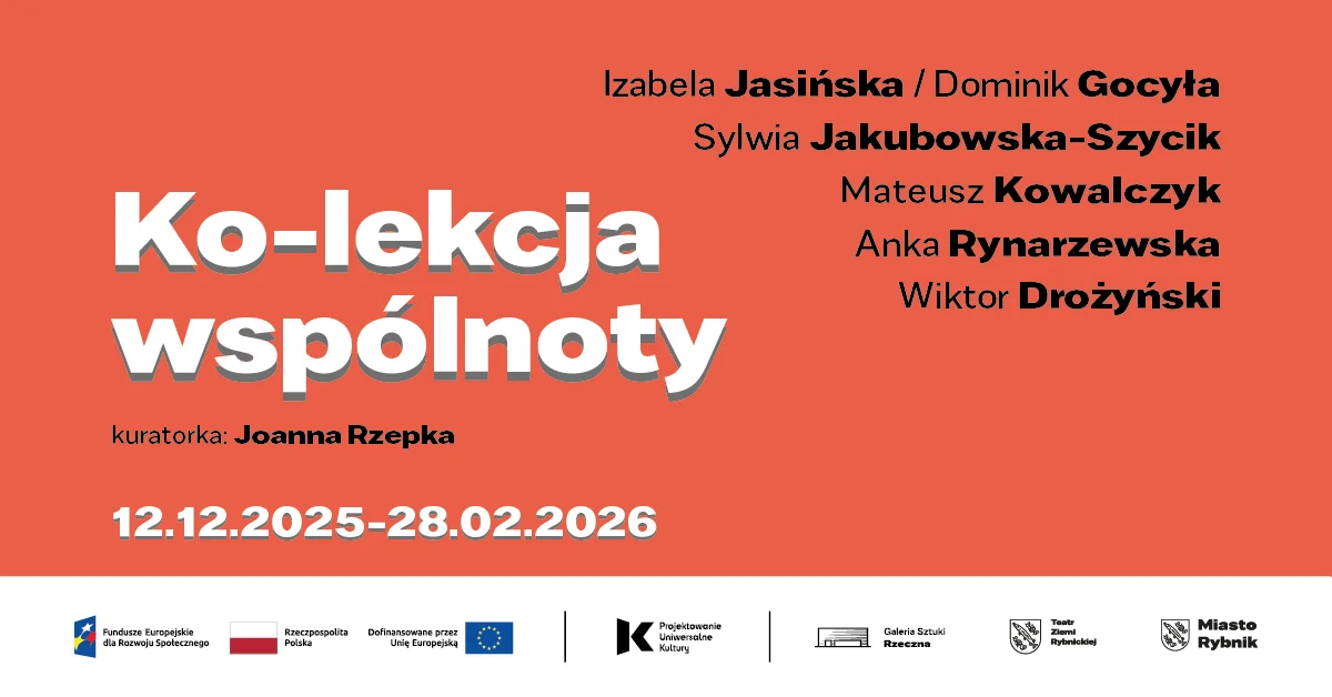 Grafika informująca o nadchodzącej wystawie w Galerii Sztuki Rzeczna, która będzie dostępna dla zwiedzających już od 12 grudnia!
